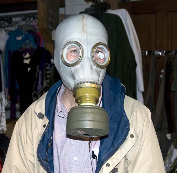 Rich Howard modeling gas mask